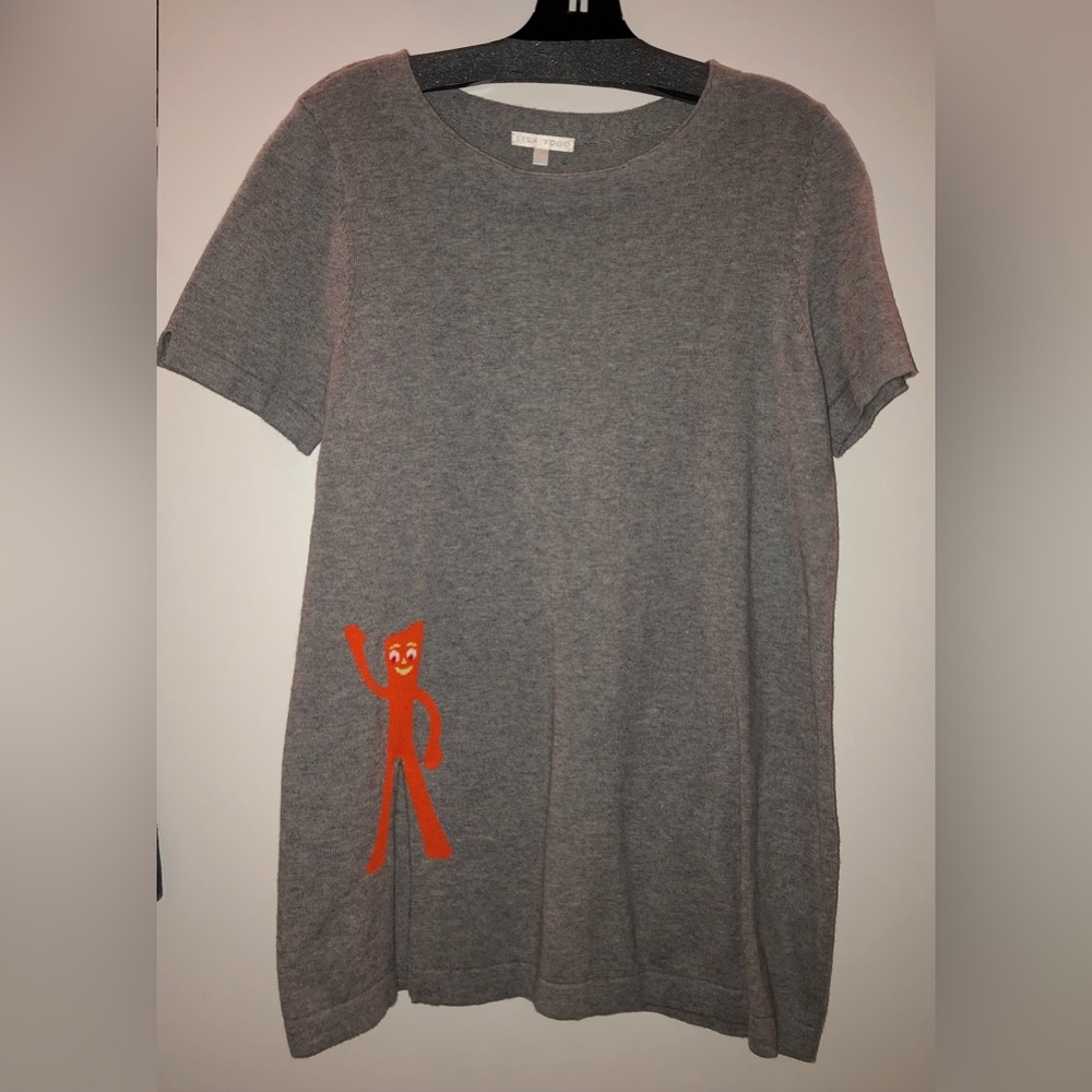 Lisa Todd Gray Sweater with Orange Detail